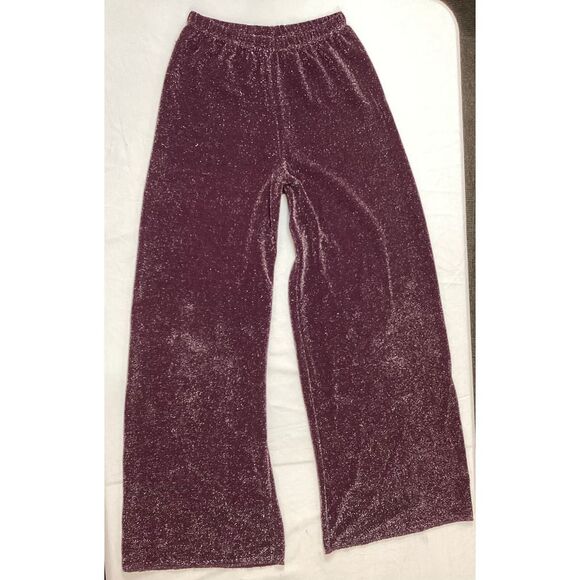 Sparkly Purple Wide Leg Palazzo Pants Glitter Party Evening Festival Elasticband - Picture 1 of 3